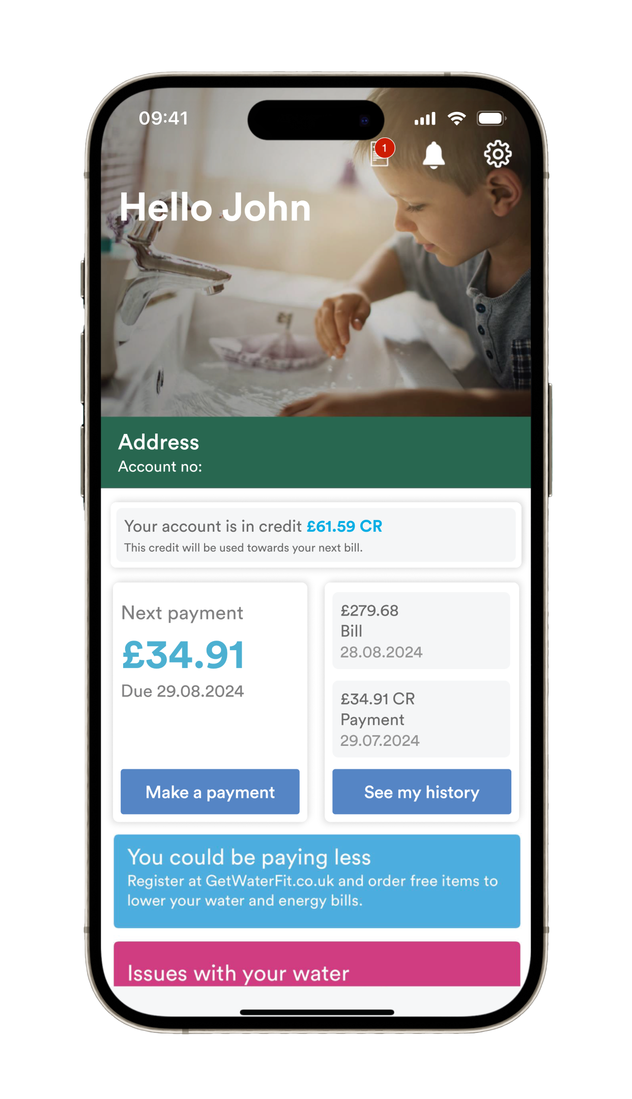 view your bills app screen